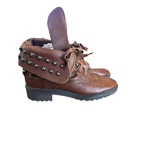 Women’s Zara Brown Leather Combat Boots. Size 39 ( 8.5 ) - Picture 1 of 6